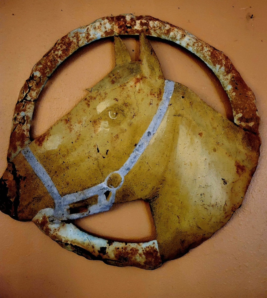 Vintage Tin Metal Horse Sign