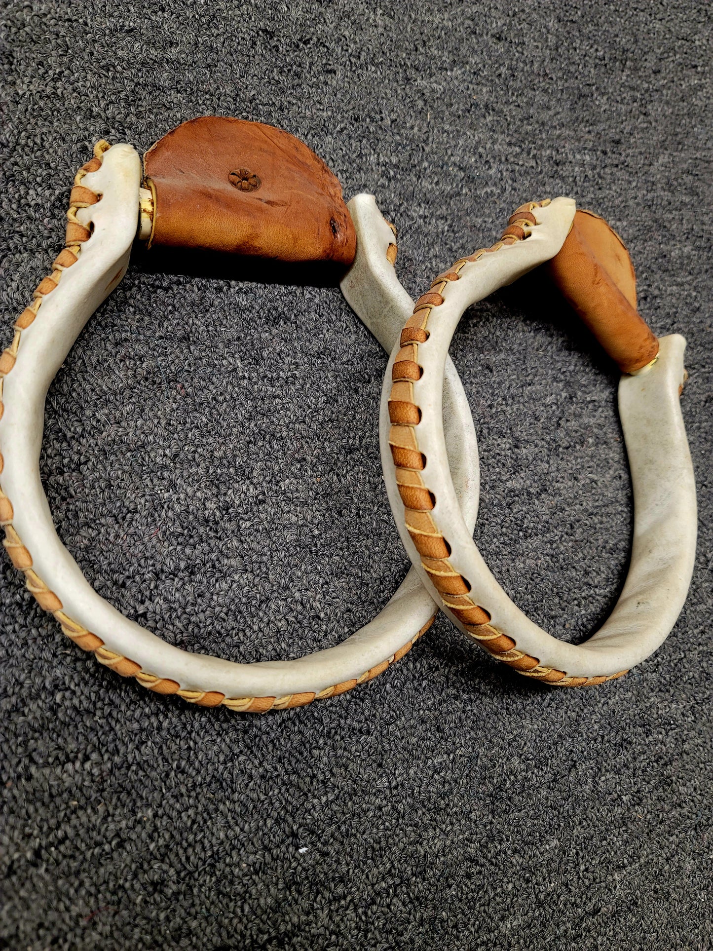 Rawhide covered HEAVY Iron Oxbow Stirrups