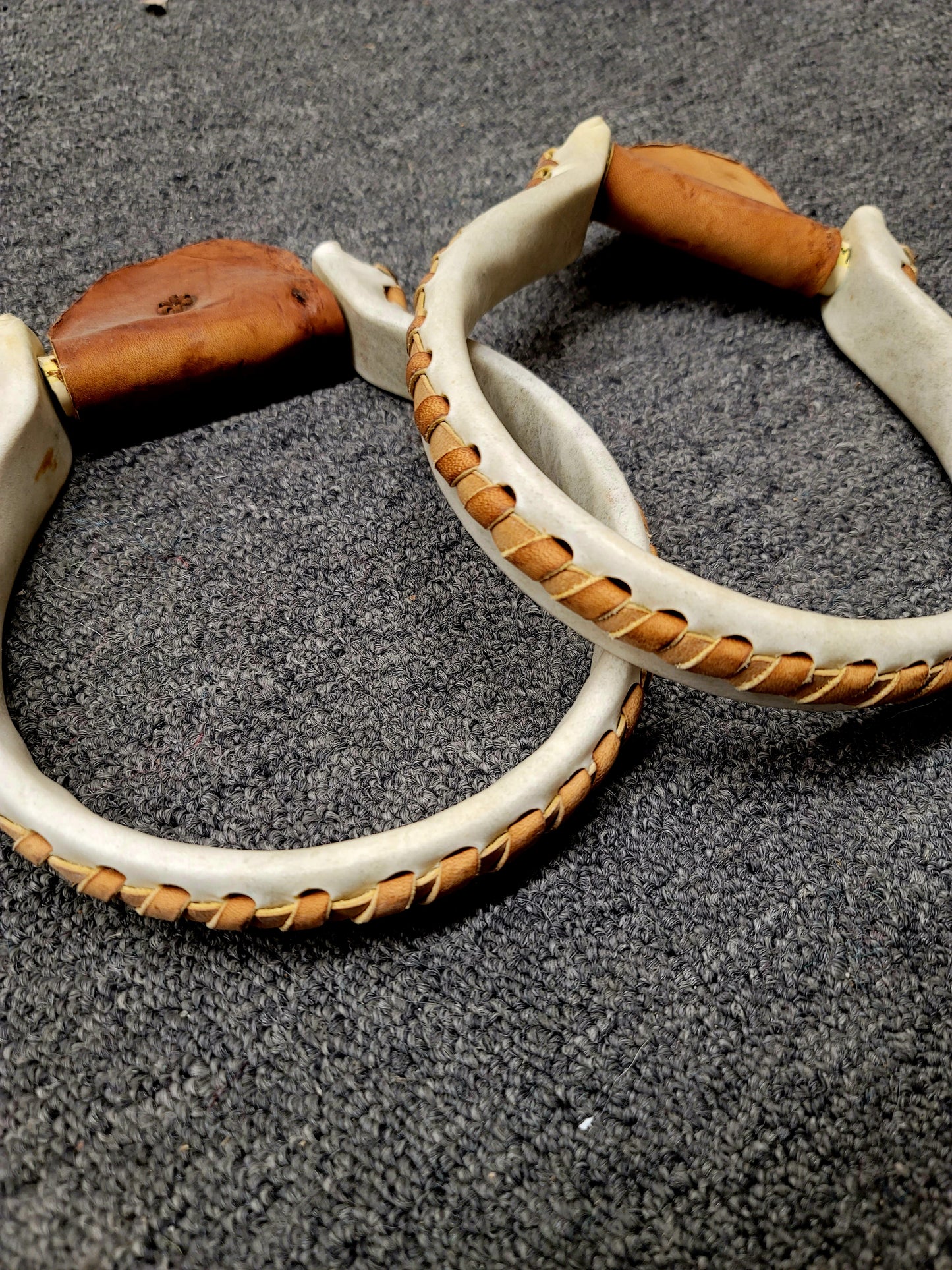 Rawhide covered HEAVY Iron Oxbow Stirrups